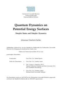 Technische Universität München Zentrum Mathematik Wissenschaftliches Rechnen Quantum Dynamics on Potential Energy Surfaces
