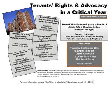 Tenants’ Rights & Advocacy in a Critical Year Ever ything Know abou You Need to tH and the Ev ousing Court