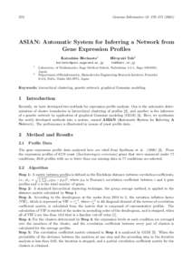 Genome Informatics 12: 270–ASIAN: Automatic System for Inferring a Network from Gene Expression Profiles