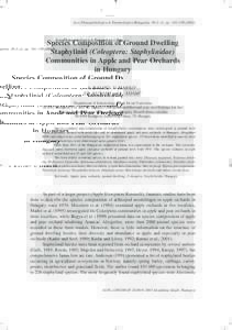 Acta Phytopathologica et Entomologica Hungarica 38 (1–2), pp. 181–Species Composition of Ground Dwelling Staphylinid (Coleoptera: Staphylinidae) Communities in Apple and Pear Orchards in Hungary
