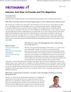 Interview: Amir Eliaz, Co-Founder and CTO, MagnaCom