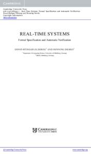 Cambridge University Press7 - Real-Time Systems: Formal Specification and Automatic Verification Ernst-Rudiger Olderog and Henning Dierks Copyright Information More information