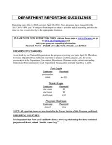 DEPARTMENT REPORTING GUIDELINES