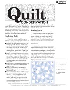 Quilt  CONSERVATION A quilt is an art form reflecting the people, culture and technology of its time. A new quilt, as