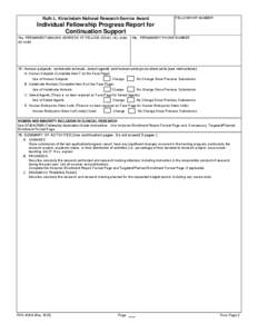 Ruth L. Kirschstein National Research Service Award - Individual Fellowship Progress Report for Continuation Support - Form PHS[removed]Rev[removed]Form Page 2
