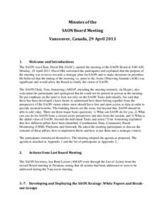 Minutes of the SAON Board Meeting Vancouver, Canada, 29 April.