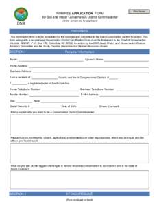 NOMINEE APPLICATION FORM for Soil and Water Conservation District Commissioner Print Form  (to be completed by applicant)