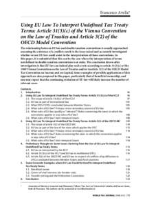 Francesco Avella*  Using EU Law To Interpret Undefined Tax Treaty Terms: Articlec) of the Vienna Convention on the Law of Treaties and Article 3(2) of the OECD Model Convention