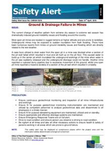 All Mines Mines Inspectorate st Safety Alert Issue No: CIM
