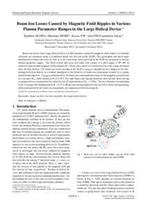Plasma and Fusion Research: Regular Articles  Volume 7, Beam Ion Losses Caused by Magnetic Field Ripples in Various Plasma Parameter Ranges in the Large Helical Device∗)