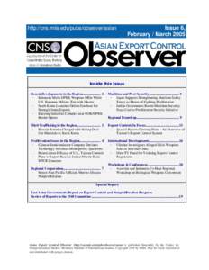 February/March 05 - Asian Export Control Observer
