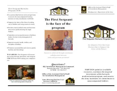 Office of the Assistant Chief of Staff for Installation Management First Sergeant Barracks Program 2020: