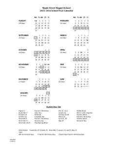 Maple Street Magnet SchoolSchool Year Calendar Mo Tu We Th Fr AUGUST (20 Days)