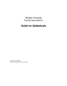 Windsor University Faculty Association’s Guide for SabbaticalsEdition REVISED