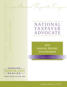 Annual Report to Congress  National Taxpayer Advocate 2010 Annual Report to Congress Nat i o na l