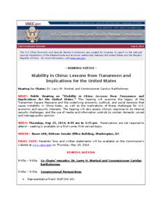 FOR IMMEDIATE RELEASE  May 8, 2014 The U.S.-China Economic and Security Review Commission was created by Congress to report on the national security implications of the bilateral trade and economic relationship between t