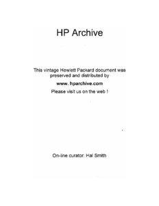 HP Archive  This vintage Hewlett Packard document was