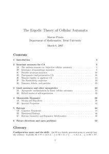 The Ergodic Theory of Cellular Automata Marcus Pivato Department of Mathematics, Trent University