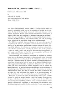 STUDIES IN HISTOCOMPATIBILITY Nobel lecture, 8 December, 1980 by