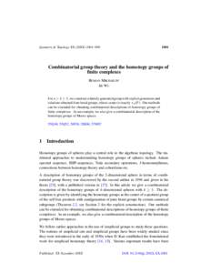 Geometry & Topology XX (20XX) 1001–[removed]Combinatorial group theory and the homotopy groups of finite complexes