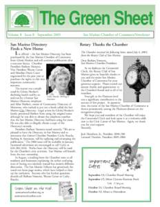 The Green Sheet Volume 8 Issue 8 September 2005 San Marino Directory Finds a New Home