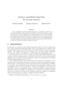 Turing’s unpublished algorithm for normal numbers Ver´onica Becher∗ Santiago Figueira∗