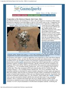 Composition of the Rocknest Deposit, Gale Crater, Mars - PSRD | A CosmoSparks report