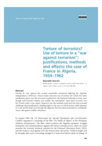 Torture of terrorists? Use of torture in a ‘‘war against terrorism’’: justifications, methods and effects: the case of France in Algeria, 