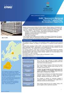 KPMG CORPORATE FINANCE  OJSC “Baranovichi Reinforced Concrete Products Plant” An Investment Opportunity Based on the government decision the State institution “National Agency of Investment and