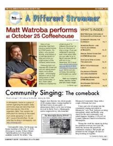 THE COLUMBUS FOLK MUSIC SOCIETY, INC.!  OCTOBER, 2014 Matt Watroba performs at