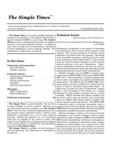 TM  The Simple Times THE BI-MONTHLY NEWSLETTER OF SNMP TECHNOLOGY, COMMENT, AND EVENTSSM VOLUME 1, NUMBER 5
