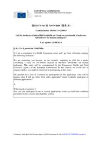 EUROPEAN COMMISSION CONSUMERS, HEALTH AND FOOD EXECUTIVE AGENCY Health Unit QUESTIONS & ANSWERS (Q & A) Contract notice 2014/S[removed]