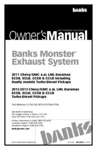 Owner’sManual with Installation Instructions Banks Monster Exhaust System ®