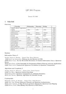 QIP 2001 Program  January 29, 2001 1