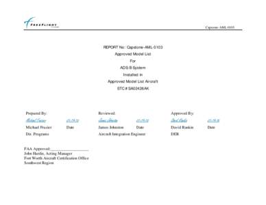 Capstone-AMLREPORT No: Capstone-AML-0103 Approved Model List For ADS-B System