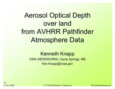 Aerosol Optical Depth over land from AVHRR Pathfinder Atmosphere Data