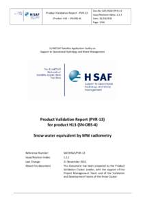 Product Validation Report - PVR-13 (Product H13 – SN-OBS-4) Doc.No: SAF/HSAF/PVR-13 Issue/Revision Index: 1.2.1 Date: 
