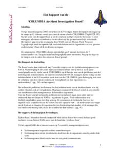 COLUMBIAHet Rapport van de ‘COLUMBIA Accident Investigation Board’