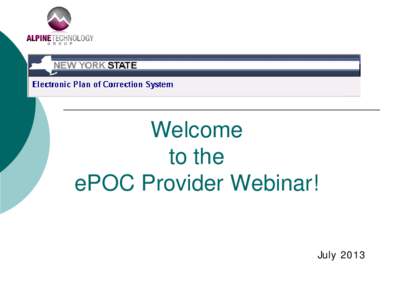 Welcome to the ePOC Provider Webinar!