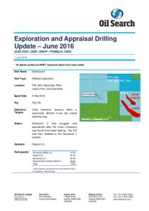 Exploration and Appraisal Drilling Update – JuneASX:OSH | ADR: OISHY | POMSoX: OSH) 7 July 2016 * All depths quoted are MDRT (measured depth from rotary table)