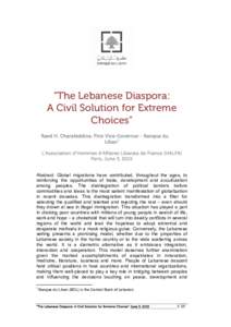 Microsoft Word - The Lebanese Diaspora A Civil Solution for Extreme Choices Raed H Charafeddine HALFA Junedoc