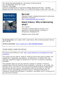 Israeli history: Who is fabricating what?