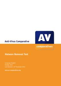Anti-Virus Comparative  Malware Removal Test Language: English October 2012