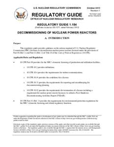 U.S. NUCLEAR REGULATORY COMMISSION  REGULATORY GUIDE October 2013 Revision 1