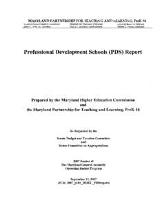 Professional Development Schools Report