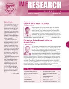 IMF B U L L E T I N VOLUME 2, N UMBER 3 Editor’s Note The first article in this issue provides an overview of the large