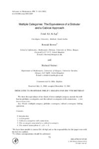 Advances in Mathematics 170, 71–[removed]doi:[removed]aima[removed]Multiple Categories: The Equivalence of a Globular and a Cubical Approach Fahd Ali Al-Agl1