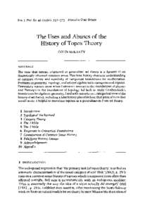 Brit. J. Phil. Sci. 41 (I 9901, 3 5 IPrinted in Great Britain  The Uses and Abuses of the History of Topos Theory  ABSTRACT