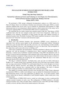 ICMARPOD ANALYSIS OF SHOCK WAVE/TURBULENT BOUNDARY LAYER INTERACTION Guang Yang, Jian Fang, Lipeng Lu National Key Laboratory of Science and Technology on Aero-Engine Aero-Thermodynamics,