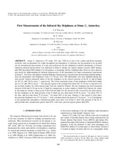 Publications of the Astronomical Society of the Pacific, 117:300–308, 2005 March 䉷 2005. The Astronomical Society of the Pacific. All rights reserved. Printed in U.S.A. First Measurements of the Infrared Sky Brightne